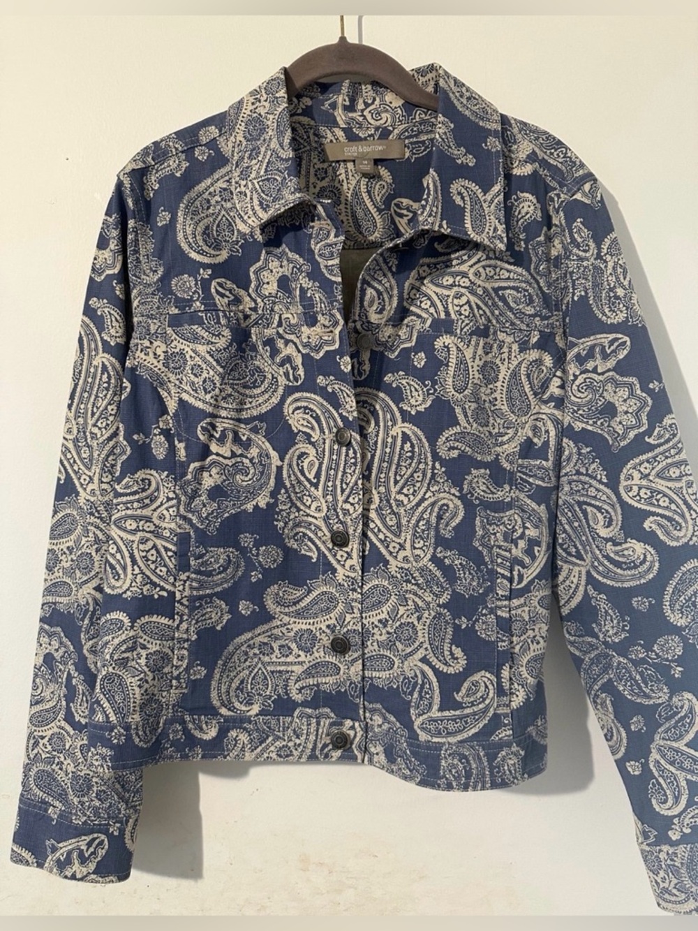 Like New 1X Croft and Barrow Navy Paisley Button-Front Jacket
